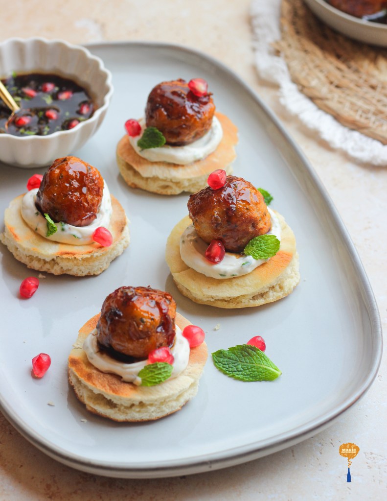 Meatballs in sticky pomegranate molasses sauce