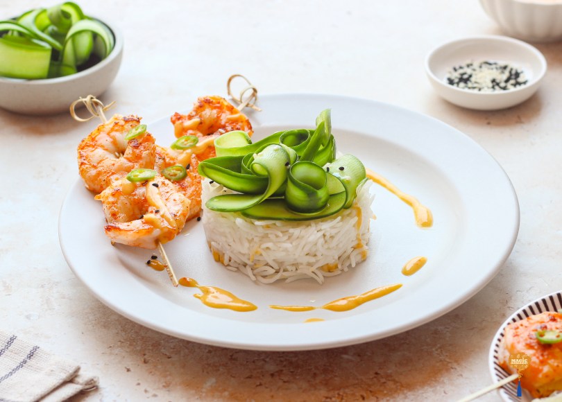 Shrimps with Mango chili lime sauce
