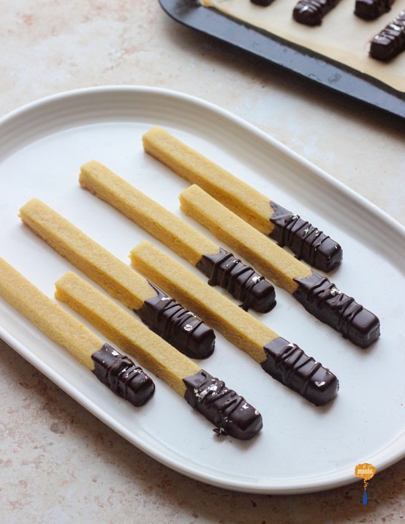 Orange chocolate cookie sticks