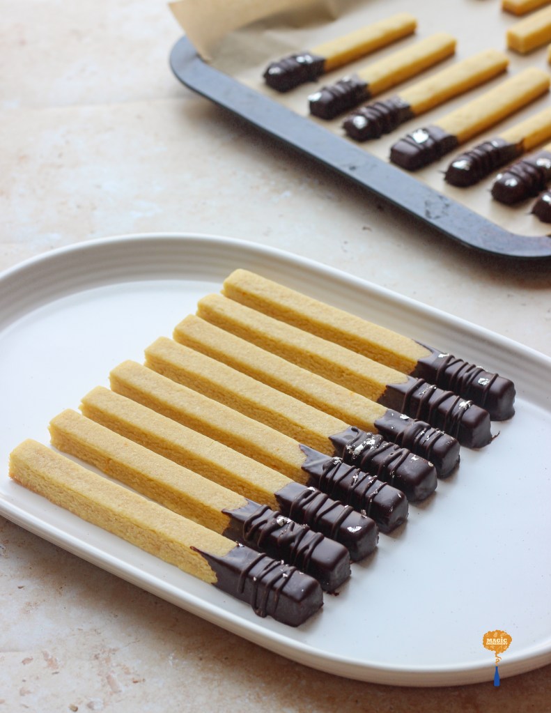 Orange chocolate cookie sticks