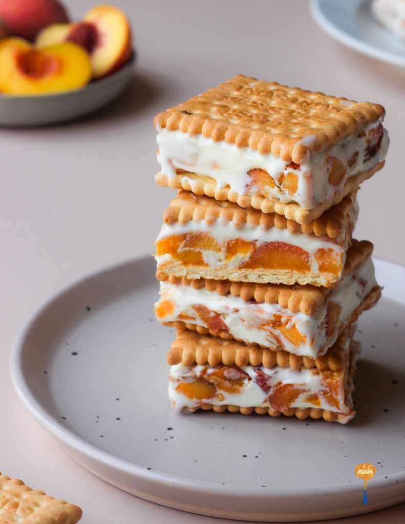 Peach cheesecake icecream sandwich