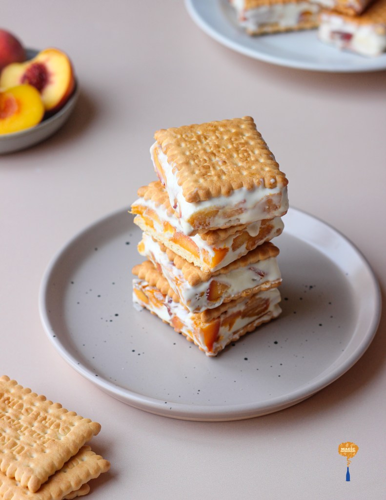 Peach cheesecake icecream sandwich