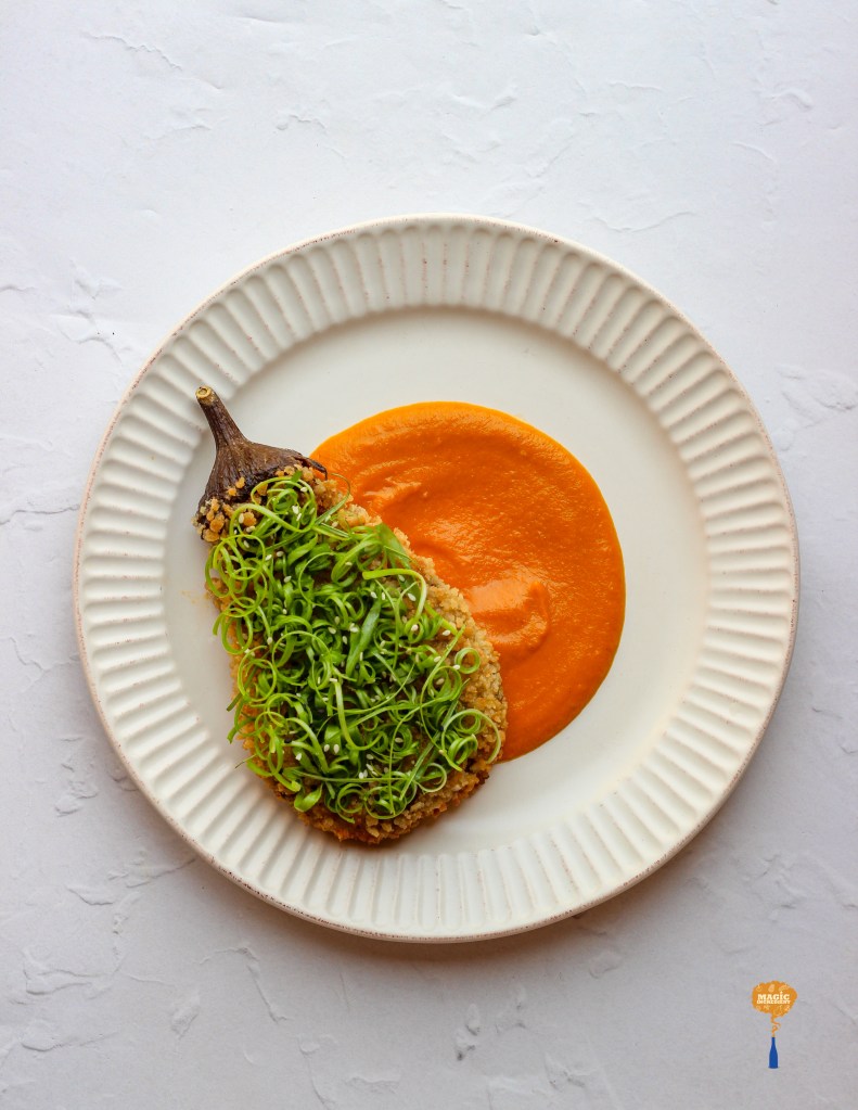 Roasted Eggplant Katsu with creamy Curry