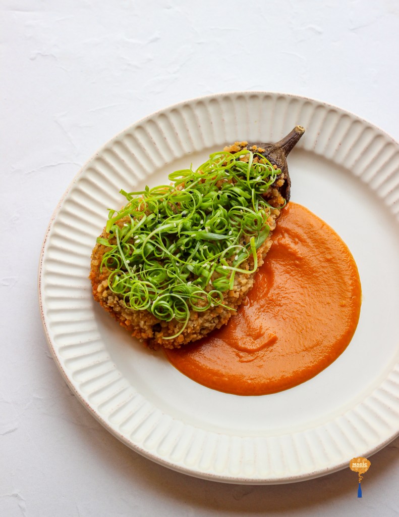 Roasted Eggplant Katsu with creamy Curry