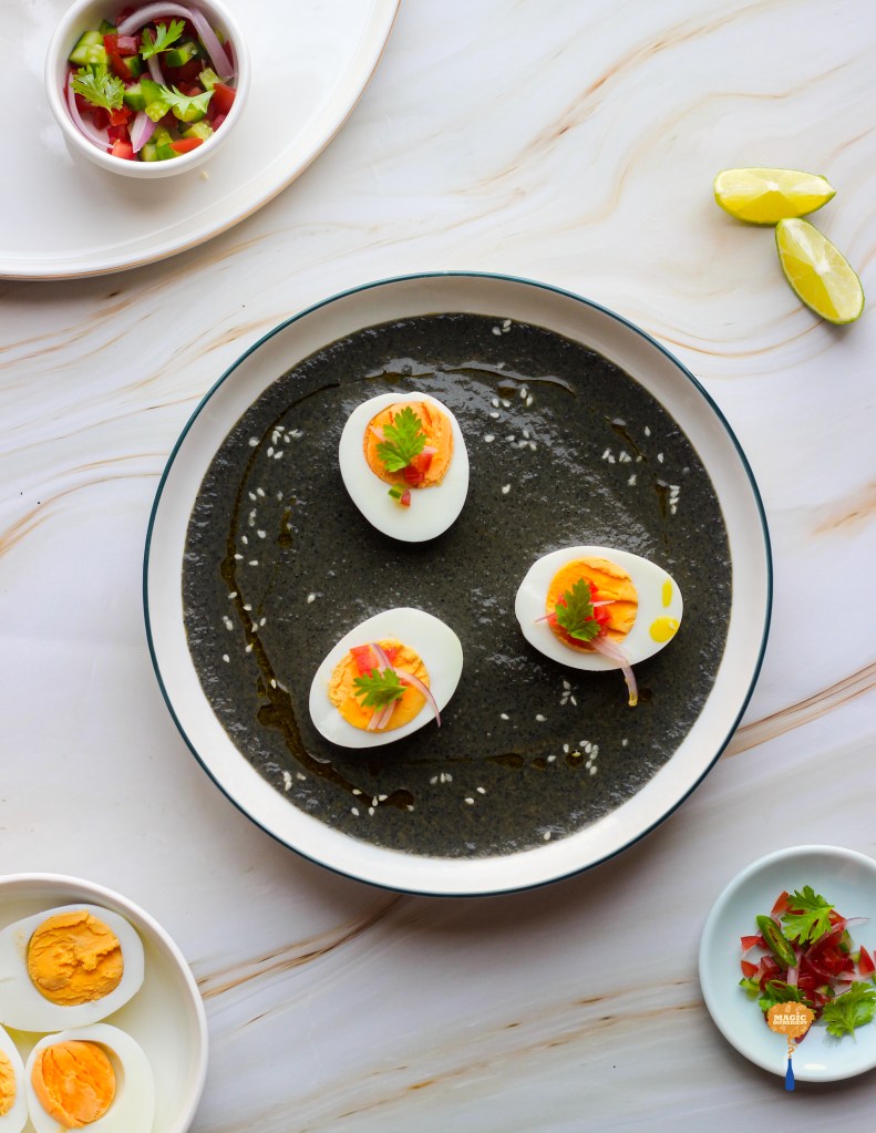Assamese black sesame seeds egg curry