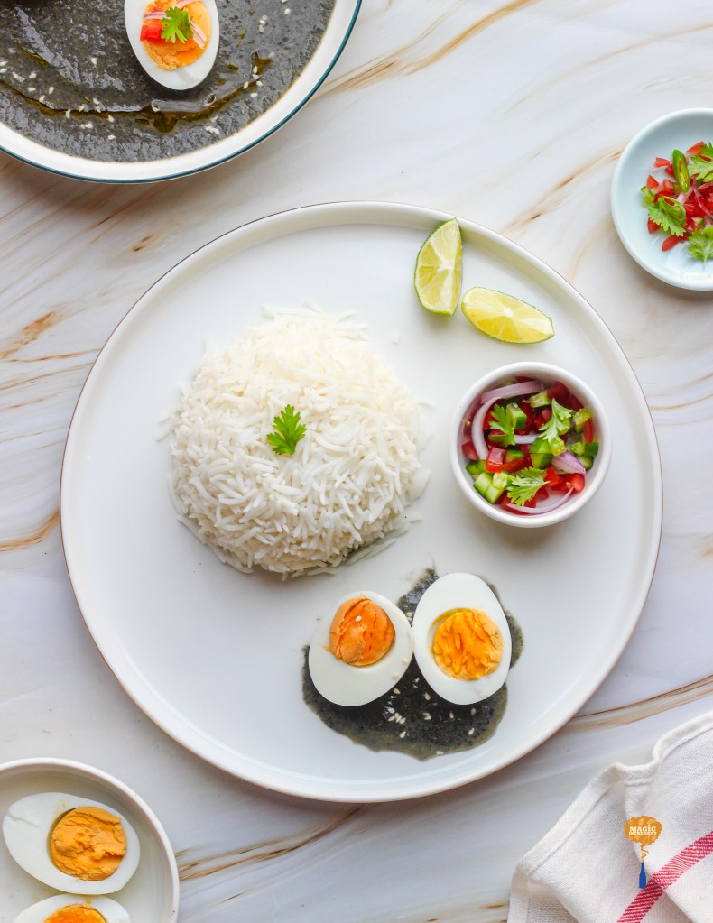 Assamese black sesame seeds egg curry